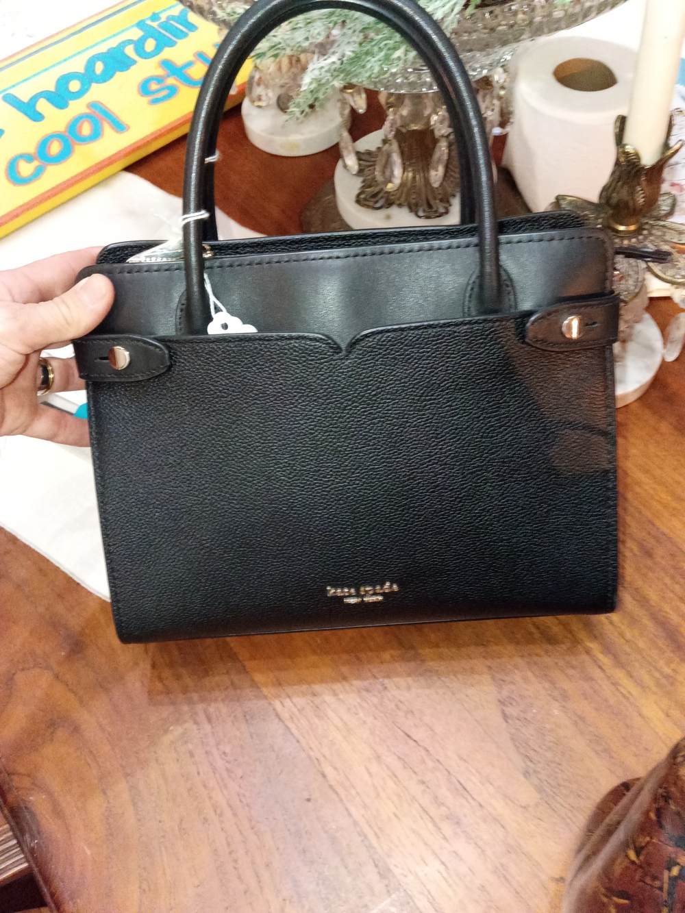 kate spade Black Pebbled Leather Top-Handle Satchel And Kate Spade wallet
